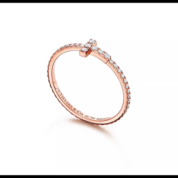 💍 Tiffany T Diamond Wire Band Ring 18k Rose Gold / Size 5 - Picture 8 of 8